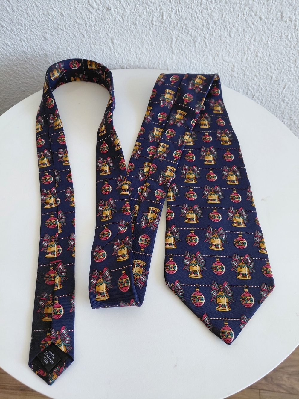 Vtg Stafford 100%Italian Silk Christmas Necktie Tree Ornament